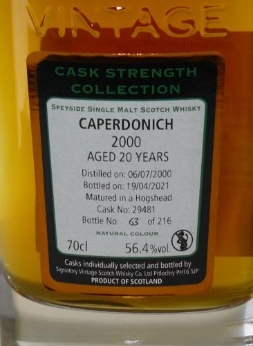 消滅蒸留所 Caperdonich 20年 2000 CASK STRENGTH SIGNATORY