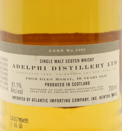 Glen Moray グレンマレイ10年 1986 Adelphi 初期ボトル750ml 61.1%