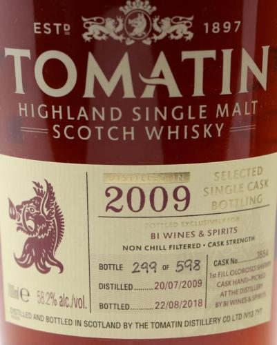 TOMATIN 9年 2009 SELECTED SINGLE CASK