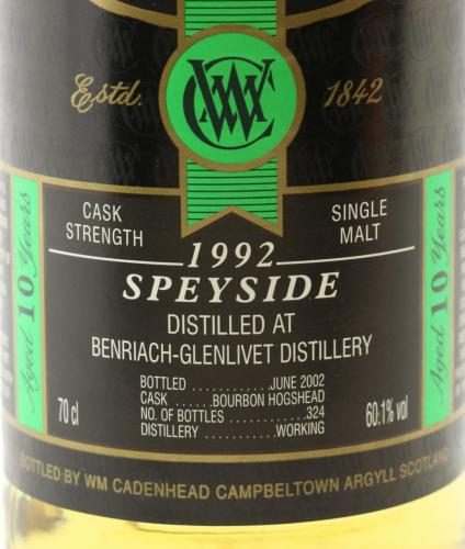 Benriach-Glenlivet 1992 10 Year Old Cadenhead’s