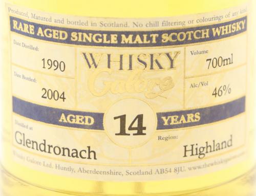 GlenDronach 14年 1990 Whisky Galore フロアーモルティング 石炭直火