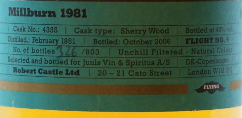 消滅蒸留所 MILLBURN ミルバーン1981 Flying Dead Spirit Flight