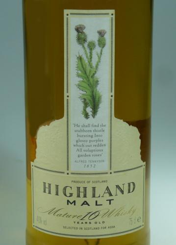 HIGHLAND MALT 10年 (TOMATIN) ASDAプライベイトブランド 80年代後半　