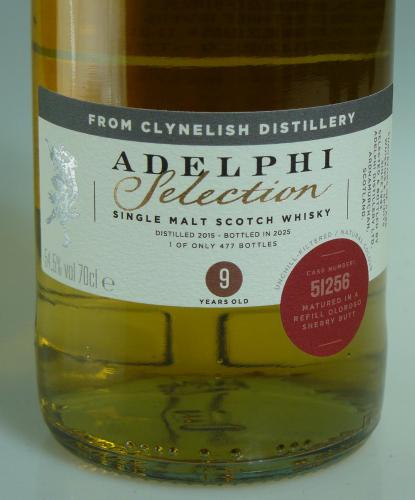 CLYNELISH 9年 2015 Cask #51256 Refill Sherry Butt