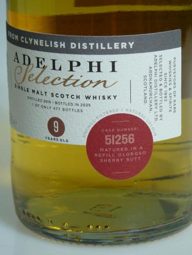 CLYNELISH 9年 2015 Cask #51256 Refill Sherry Butt