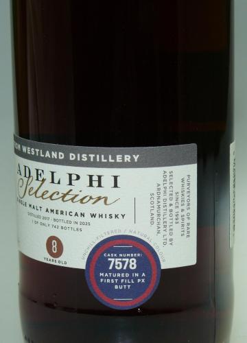 Westland 8年 2017 First Fill PX Butt アメリカンシングルモルト