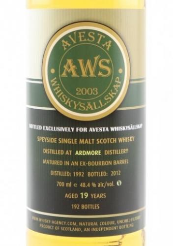 ARDMORE19年1992 Avesta Whiskysällskap WHISKY AGENCY