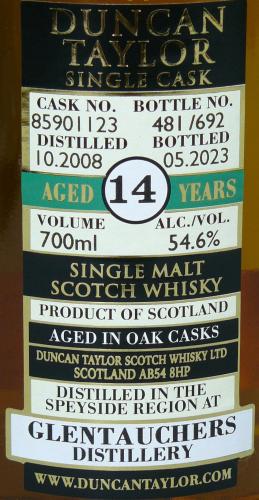 GLENTAUCHERS 14年 2008 DUNCAN TAYLOR SINGLE CASK