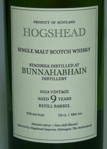 BUNNAHABHAIN 9年 STAOISHA リフィルバット HOGSHEAD IMPORTS