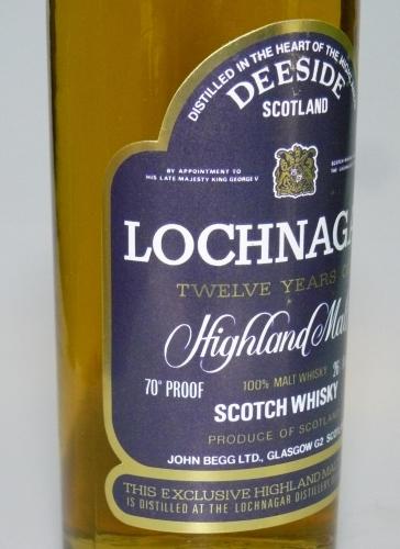 Lochnagar 12年 26 2/fl.ozs 75.7cl ジョンベッグ箱入　1978年頃