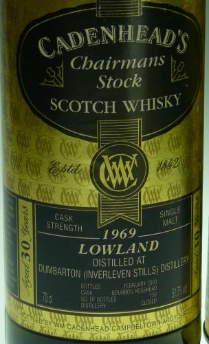 消滅蒸留所 Inverleven 1969 Cadenhead's Chairman's Stock