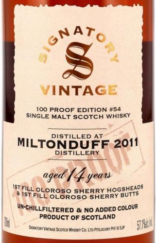 MILTONDUFF14年 1st Fill Oloroso Sherry Butts & HHDS
