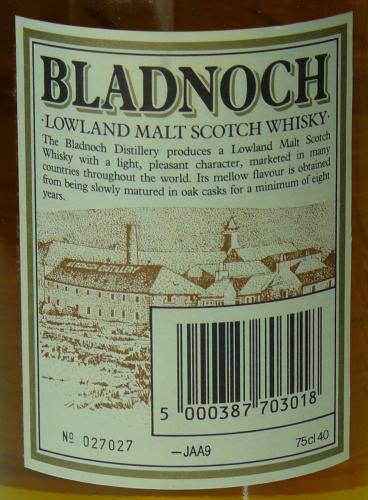 Bladnoch ブラドノック8年 Arthur Bell & Sons 美品 80年代流通ボトル