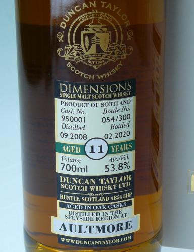 Aultmore オルトモア11年2008 SHERRY BUTT Dimensions