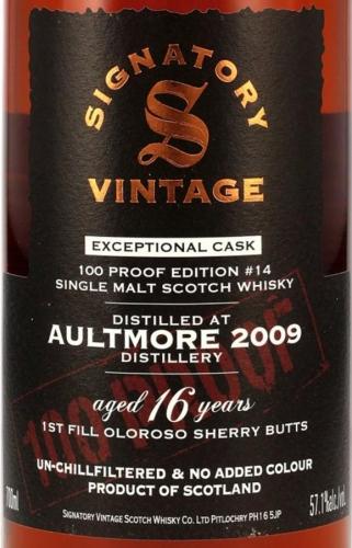 銘酒 AULTMORE 16年 2009 1ST FILL OLOROSO SHERRY BUTTS