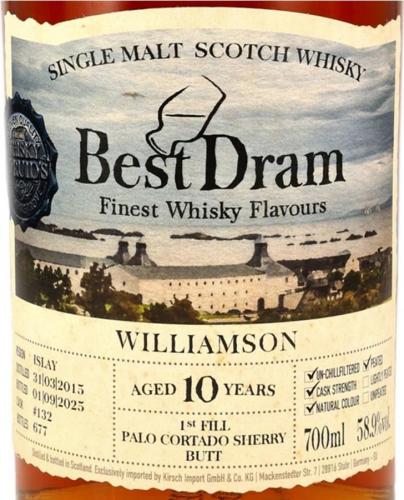 WILLIAMSON 10年 ファーストフィル・パロ・コルタド・シェリーバット樽