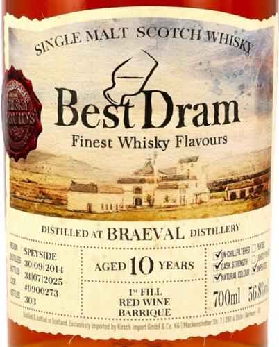 BRAEVALブレイヴァル 10 年 赤ワイン樽 BEST DRAM