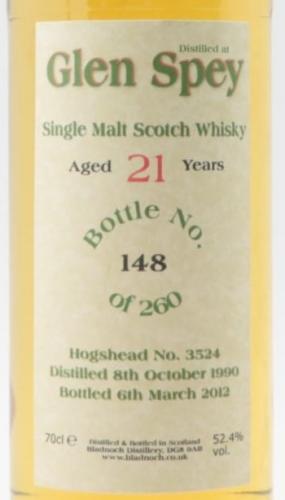 Glen Spey 21年 ホッグスヘッド樽 1990 Bladnoch Forum (B)
