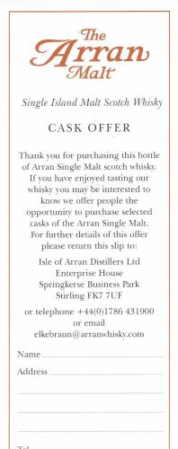 The Arran Malt NON-CHILLFILTERED 46% 初期ボトル 付属品あり