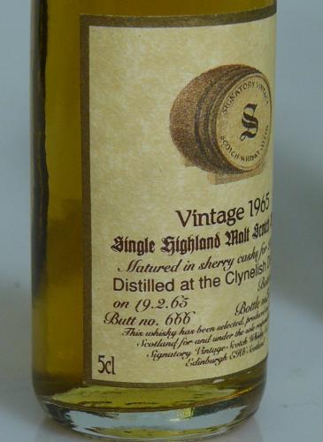 CLYNELISH 28年 1965 シェリーバット樽 50.7% SIGNATORY ミニチュア　