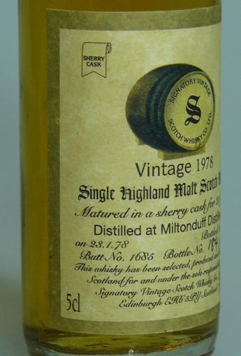 Miltonduff  ミルドンダフ 21年1978 59.2% SIGNATORY ミニチュア