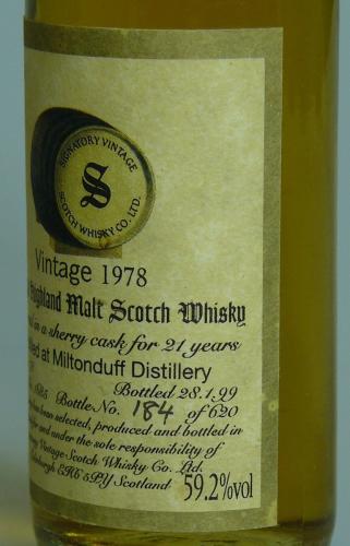 Miltonduff  ミルドンダフ 21年1978 59.2% SIGNATORY ミニチュア