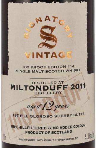 MILTONDUFF12年 1st Fill Oloroso Sherry Butts 2011特薦