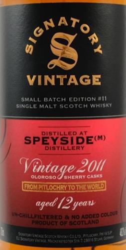 SPEYSIDE (M) 12年 2011 ファーストフィルシェリーバット樽 SIGNATORY