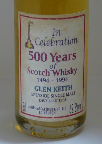 GLEN KEITH 1968-1994 スコッチウイスキー500年 (ガスバーナー直火3回蒸留)　