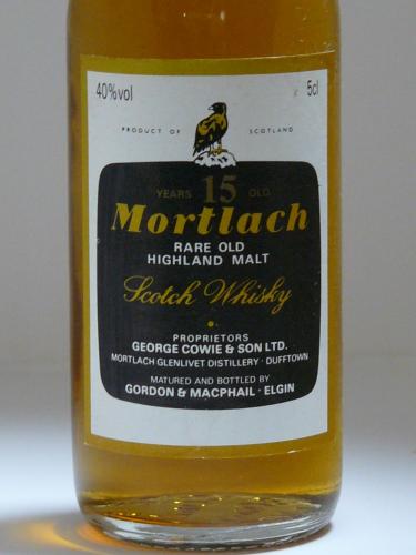 Mortlach 15年 GM 流通1980年代 蒸留所ラベル ミニチュア