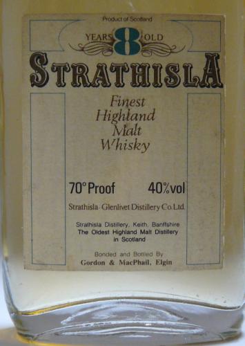 Strathisla 8年 70°PROOF 40 %vol 並記 1978年前後　GM ミニチュア