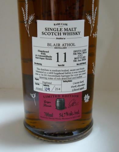 BLAIR ATHOL 11年 2014 【アモンティリャードシェリー樽フィニッシュ】