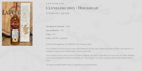 Clynelish 12年 2013 HOGSHEAD LADY OF THE GLEN