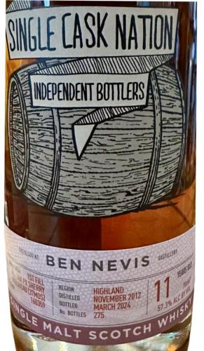 BEN NEVIS 11年 2012 1st Fill PX Sherry Hogshead