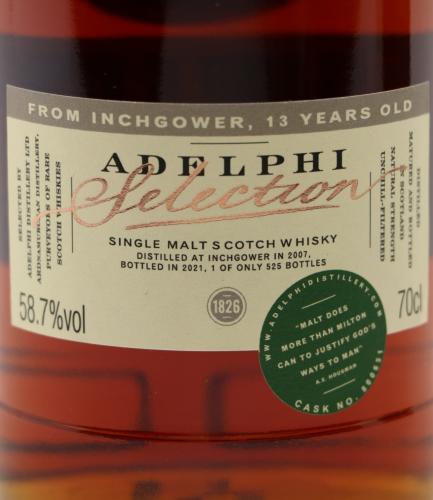 INCHGOWER 13年 2007 1st-fill PX sherry butt Adelphi